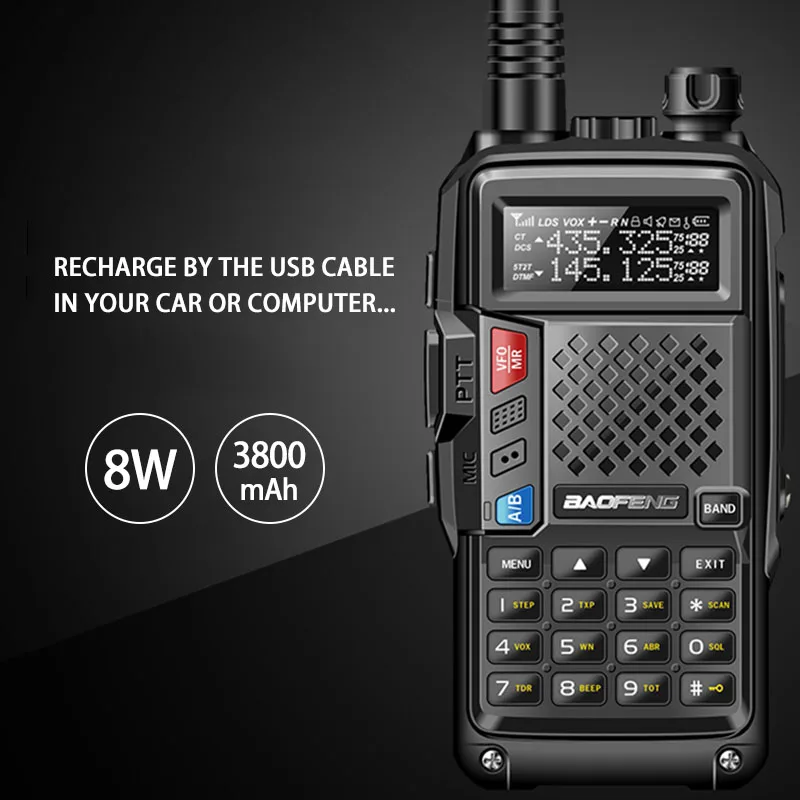 Портативная рация BaoFeng BF UVB3 Plus 8W cb ham двухсторонняя радиосвязь 136 174 МГц и 400 520 10 км