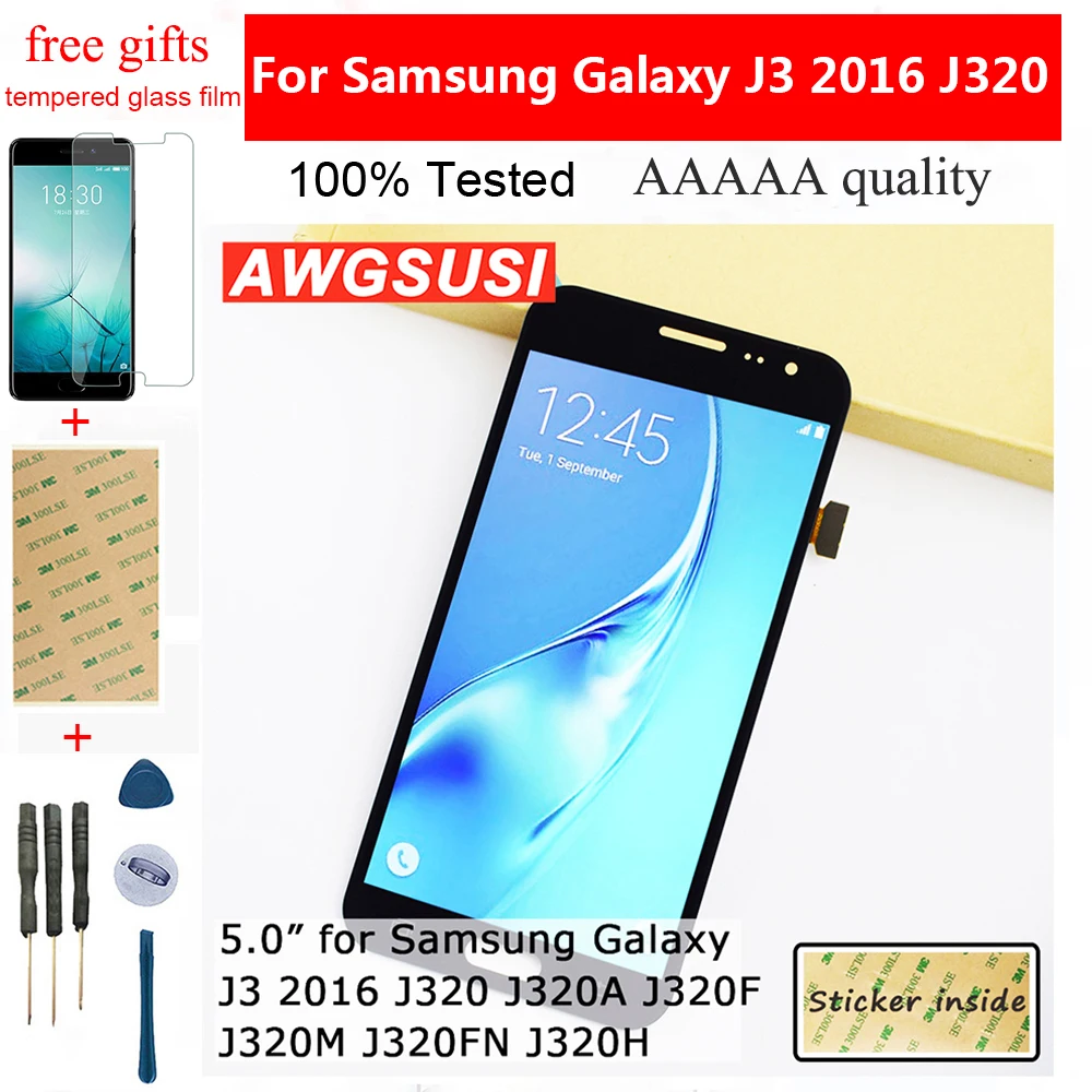 Для Samsung Galaxy J3 2016 J320 LCD J320A J320F J320P J320FN сенсорный экран дигитайзер сенсор + ЖК дисплей