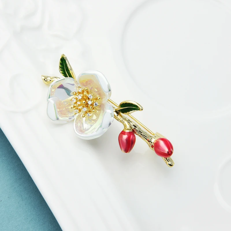 

Wuli&baby Shell Plum Flower Brooches For Women Unisex Party Office Brooch Pins Gifts