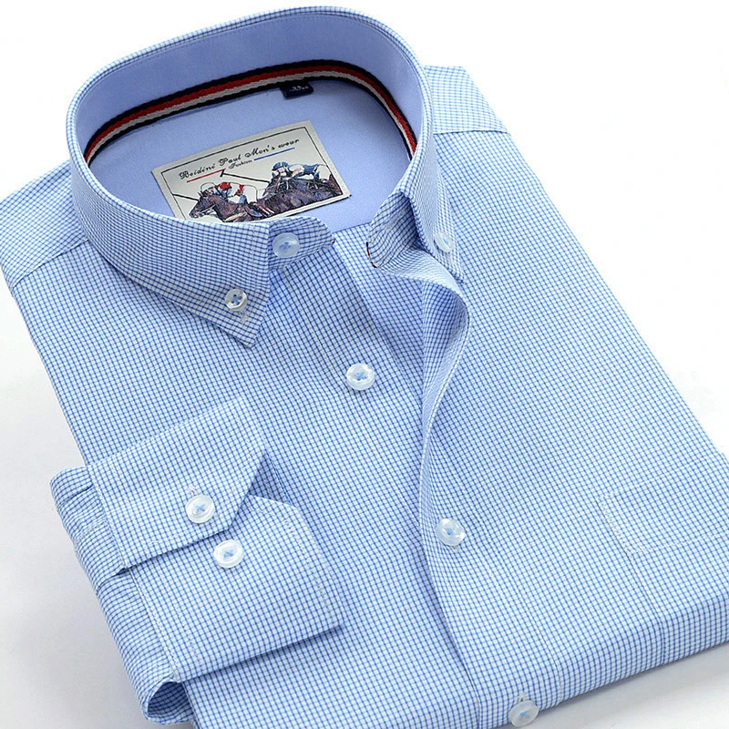 

2022 Spring Brand Classic Plaid Oxford Long Sleeve Shirt Business Casual Young Men's Plus Size Loose Shirt 6XL 7XL 8XL 9XL 10XL