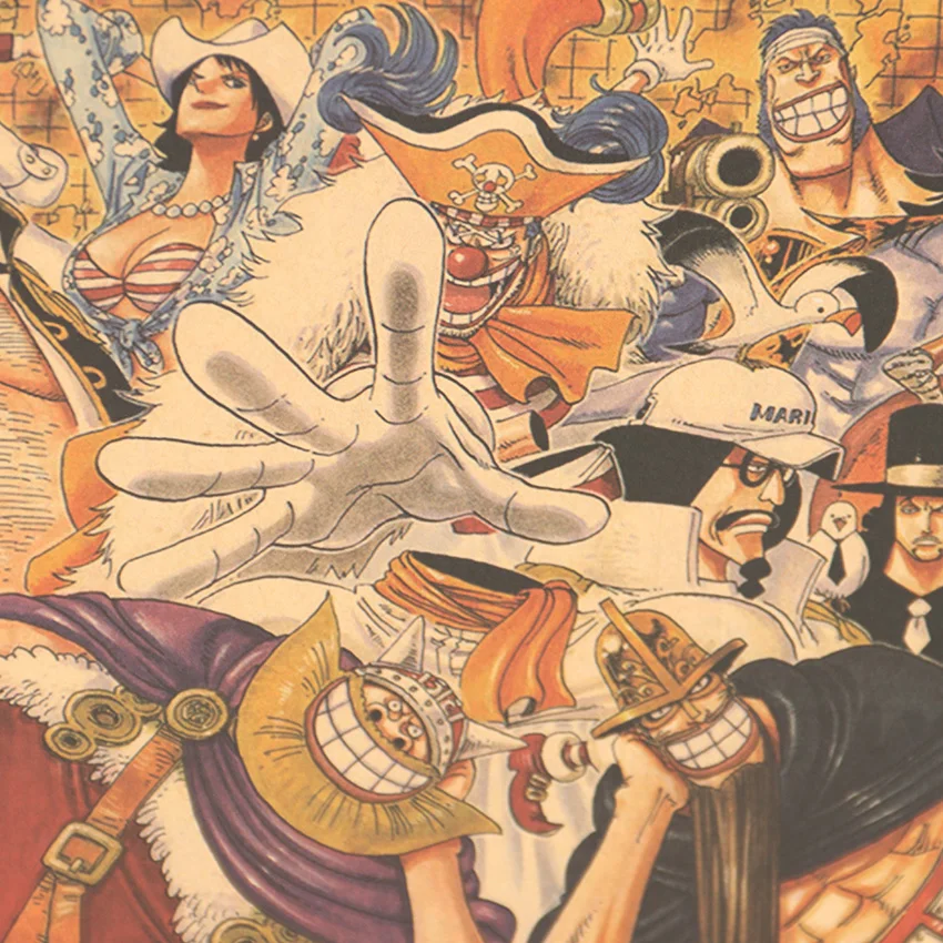 Классический Аниме one piece портретная коллекция плакат крафт-бумага декор для бара, кафе стикер на стену 72X18 см