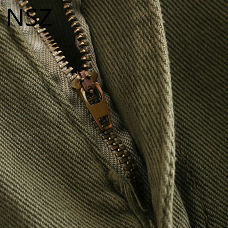 NSZ женские армейские зеленые свободные джинсы с широкими штанинами высокая талия