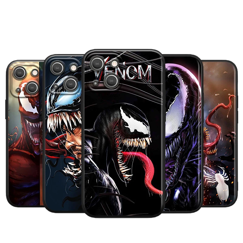 

Venom Marvel Hero for Apple iPhone 13 12 11 Pro Max Mini XS Max X XR 6S 6 7 8 Plus 5S SE2020 Soft Black Phone Case