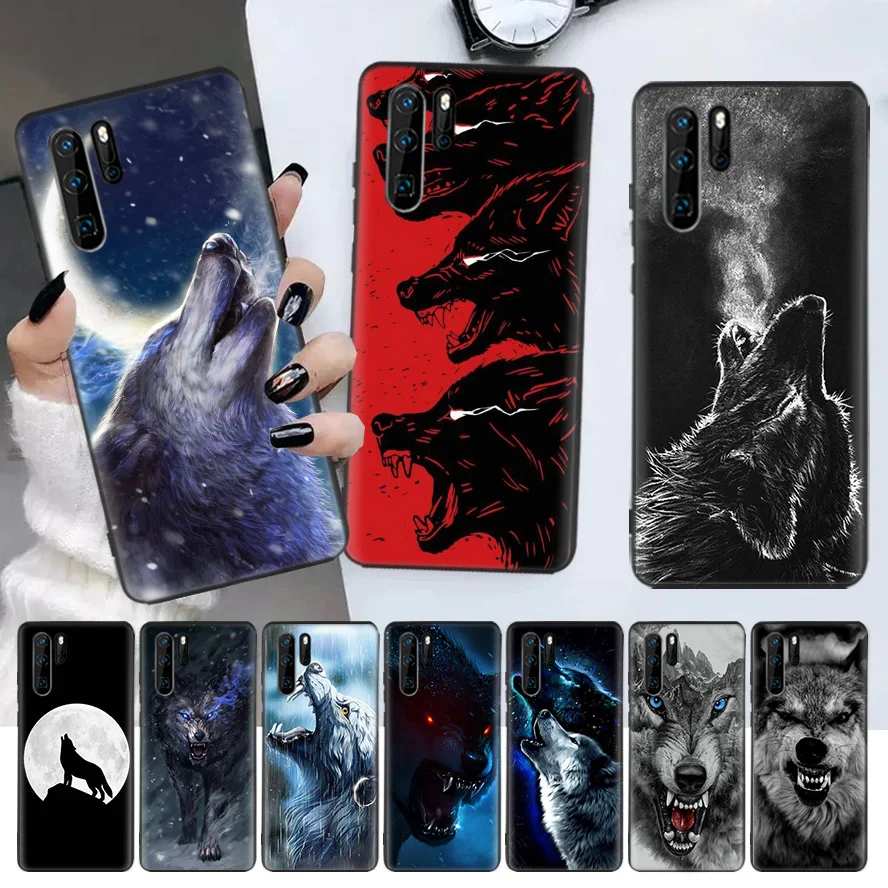 

Angry Animal Wolf Fierce Black Phone Case For Huawei P30 Lite P20 Pro P40 P10 Mate 20 40 30 10 P Smart Z Plus Pattern Cover Bag