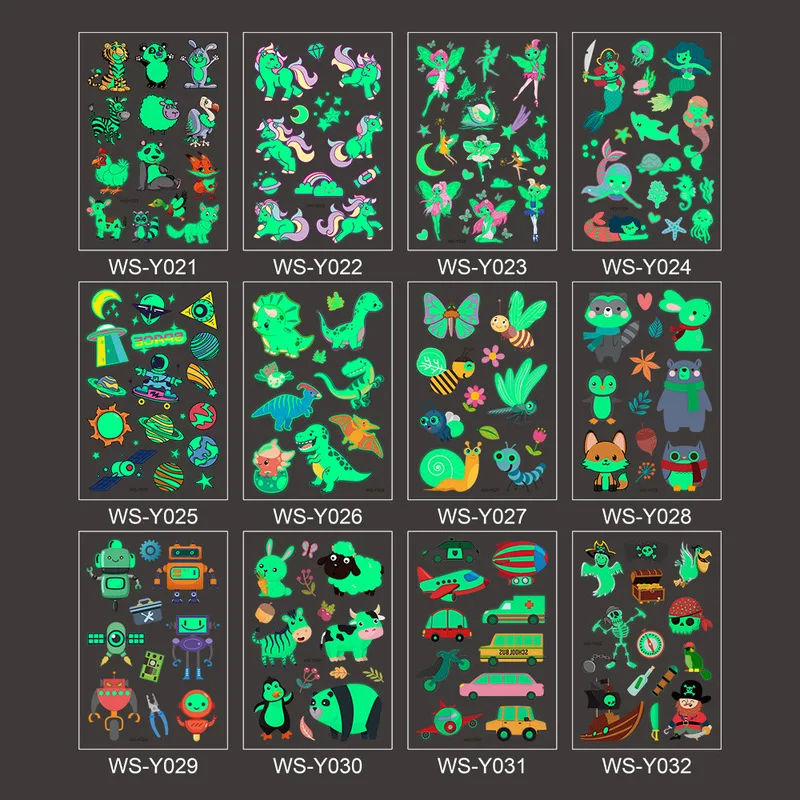 Светящиеся наклейки-татуировки для детей единорог Строительный набор