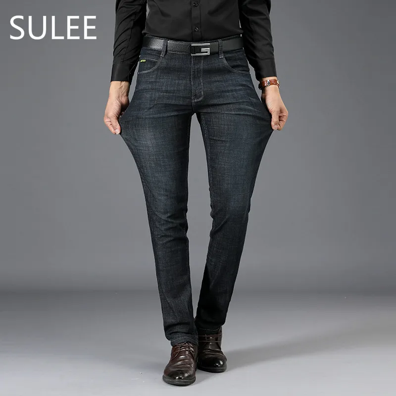 2021  Brand Regular Mid Softener Straight Mid weight Full Length Black High Quality Fabric Pockets Jeans