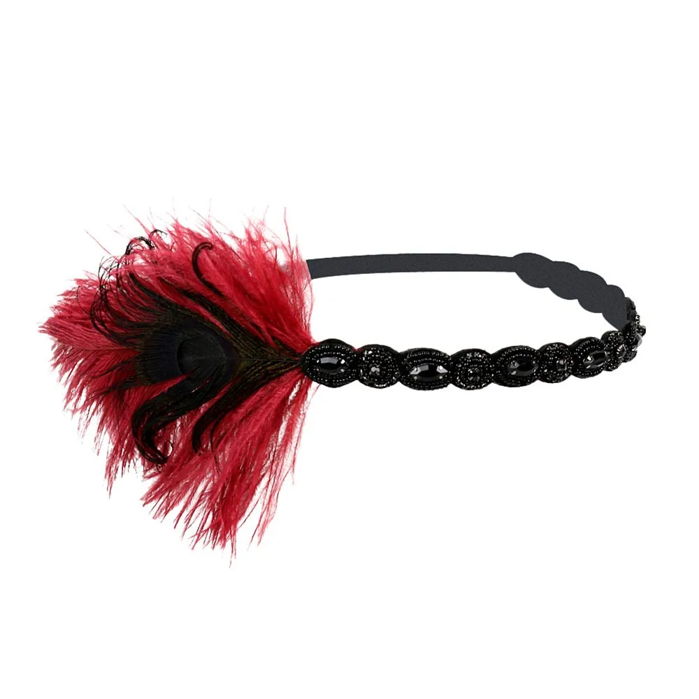 

1920s Headpiece Feather Flapper Headband Great Gatsby Headdress Vintage