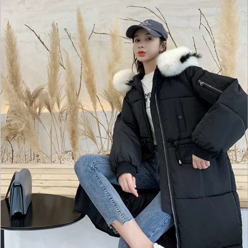 

New Style New Arrival Parkas Fashion Women Winter Cotton Padded Jacket Warm Thick Ladies White Long Coats Black Womens Clothing