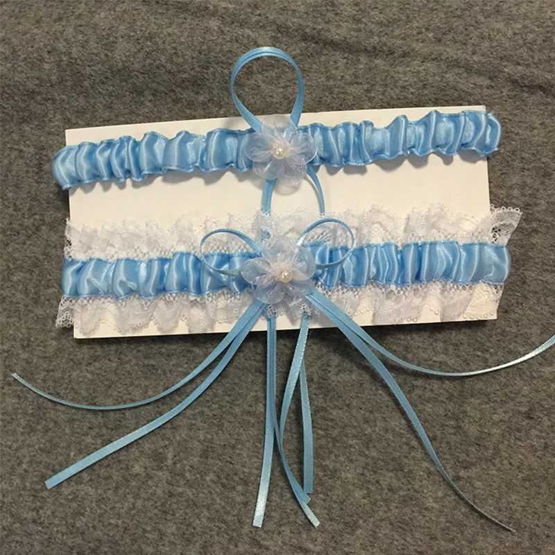 Подвязки для невесты свадебные аксессуары цвет белый розовый синий бордовый