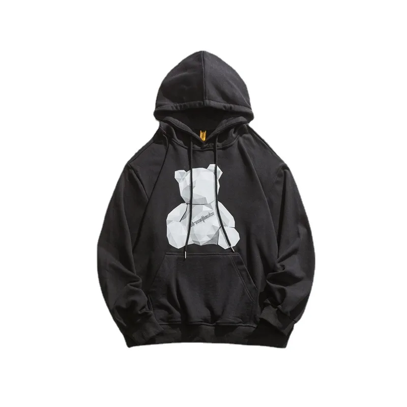 

2021 Fall/winter Men's Women's Bear Print Sweatshirt Trendy Harajuku Hoodie Plus Size Pullover Hooded Sweatshirt Top New Jacket