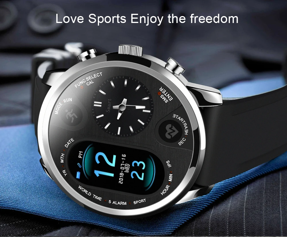 LEMFO Смарт часы для мужчин T3 PRO Dual Time Водонепроницаемый IP67 сердечного ритма Bluetooth трекер активности Смарт спортивные для IOS Android