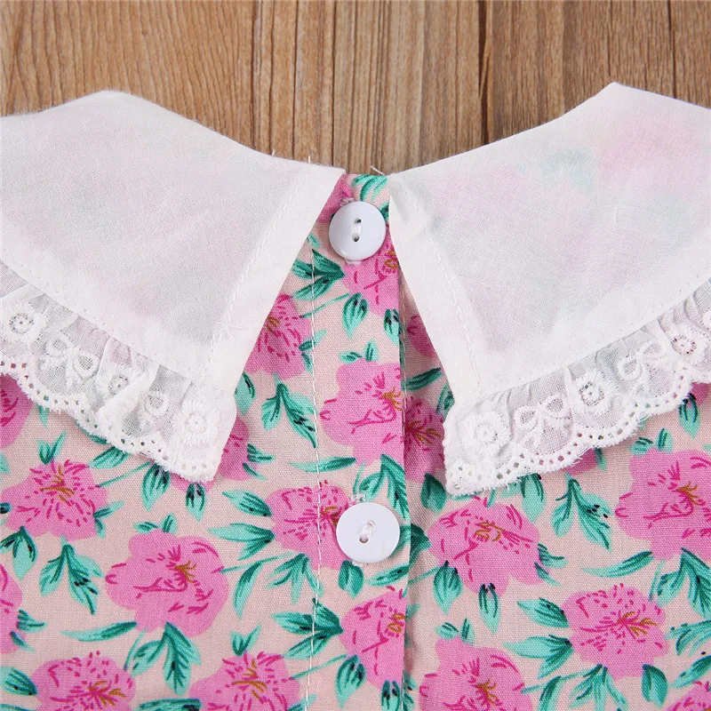 

Newborn Long Sleeve Romper+ Hat Lace Flower Print Lotus Leaf Baby Clothing One-Pieces Suits