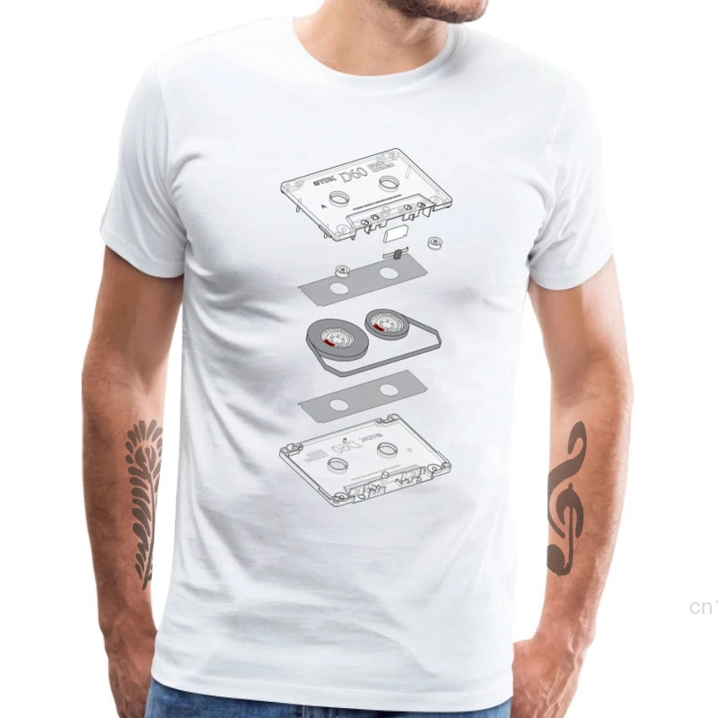 Мужская хлопковая футболка с коротким рукавом Кассетный взрыв анализ кассеты