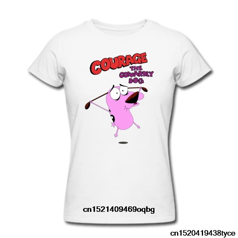 Смелость трусливая собака мультфильм футболка с Courage для мужчин и женщин