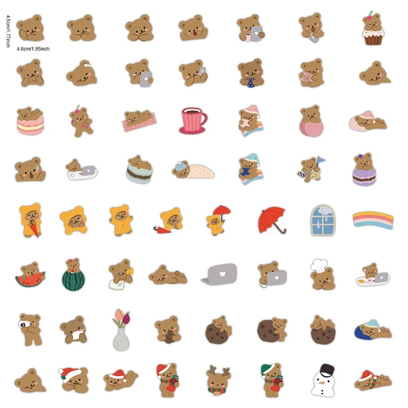 

Stationery Stickers for Laptop Travel Luggage DIY Scrapbooking Diary Photos Albums Decoration 60Pcs/set Kawaii Cute Cartoon Bear