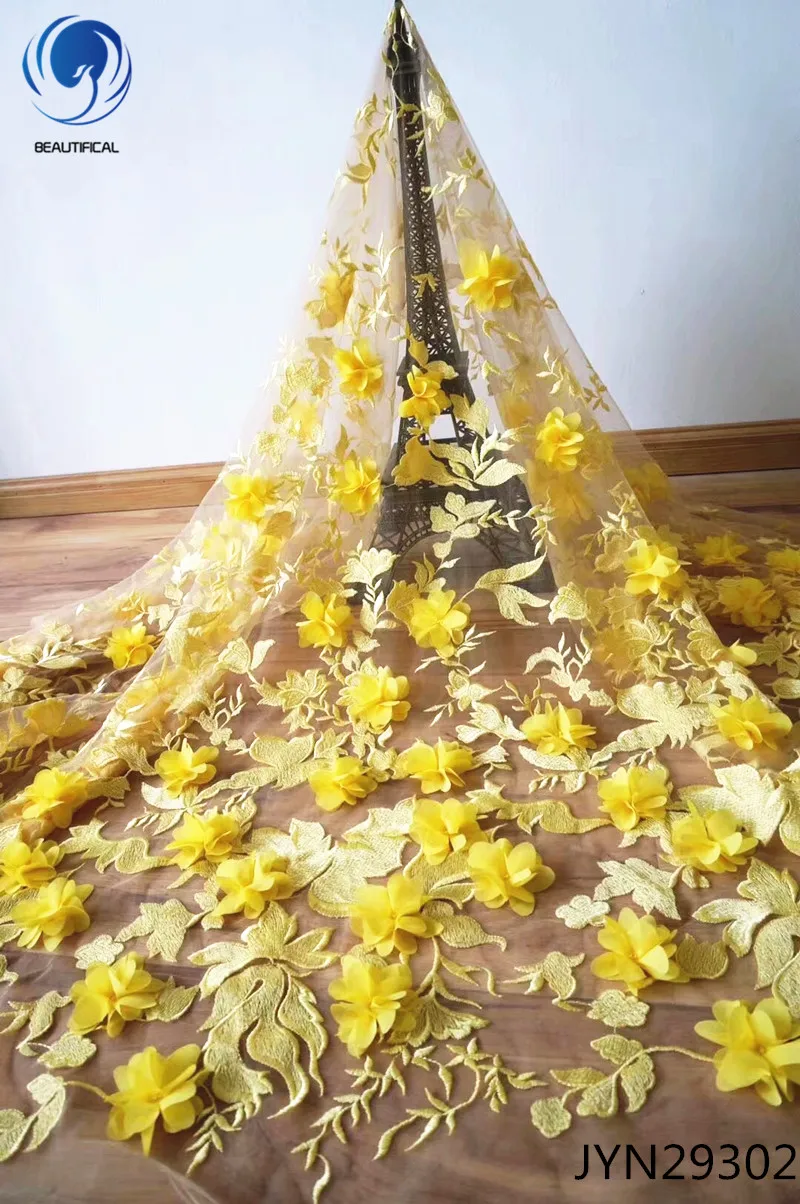 BEAUTIFICAL l African french tulle net lace fabrics fabric 3d flowers high quality Nigerian laces 5 yards JYN293 | Дом и сад
