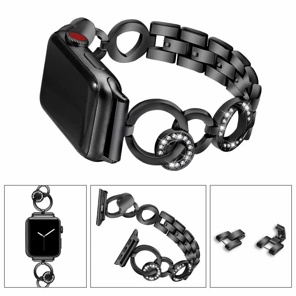 Ремешок Алмазный для Apple Watch band 6 44 мм 40 сменный Браслет iwatch series 5 4 3 38 42 мм|Ремешки