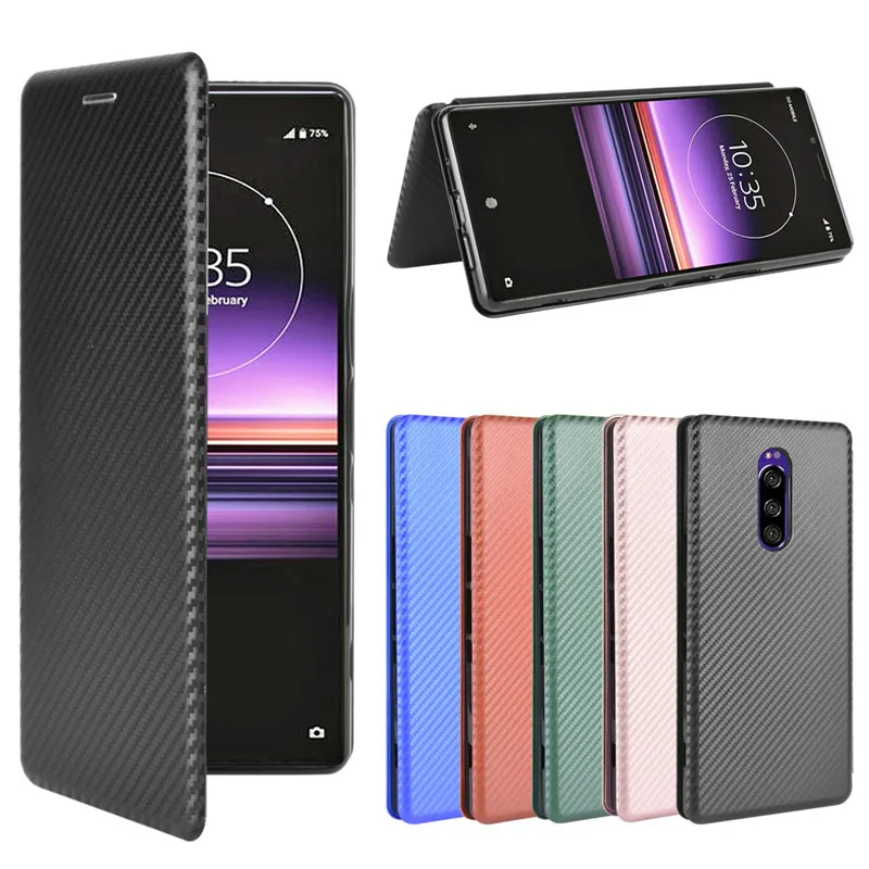 Модный жесткий чехол-книжка из углеродного волокна для Sony Xperia 1 J8110 J8170 J9110 J9150 |