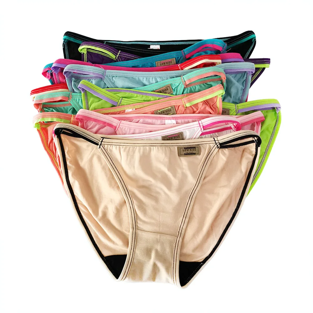 6pcs/lot Women's Sexy String Panties Underwear Low Waist Women Briefs Thongs Lingerie 12 Color Everyday Soft | Женская одежда
