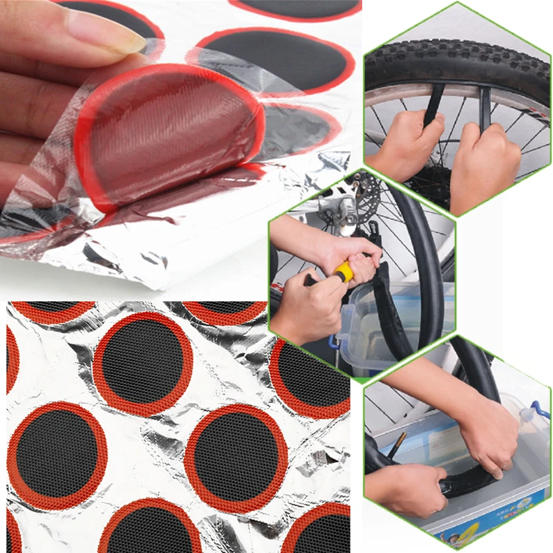 

48PCS Rubber Puncture Patches Bicycle Tyre Tube Repaire Cycle Patch Kit Bicycle Maintenance Inner Tube Puncture Repair Tools