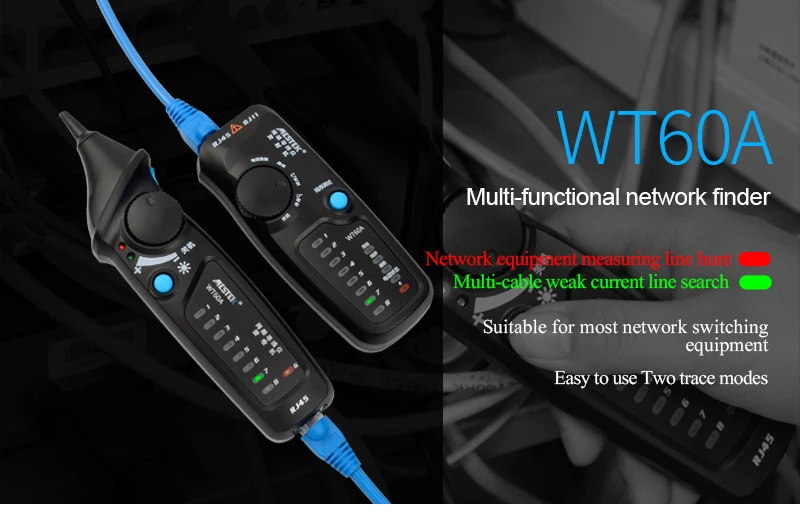 MESTEK WT60A телефонный провод трекер RJ11 RJ45 Cat5 Cat6 Tracer тонер Ethernet LAN Сетевой кабель тестер детектор линия Finder