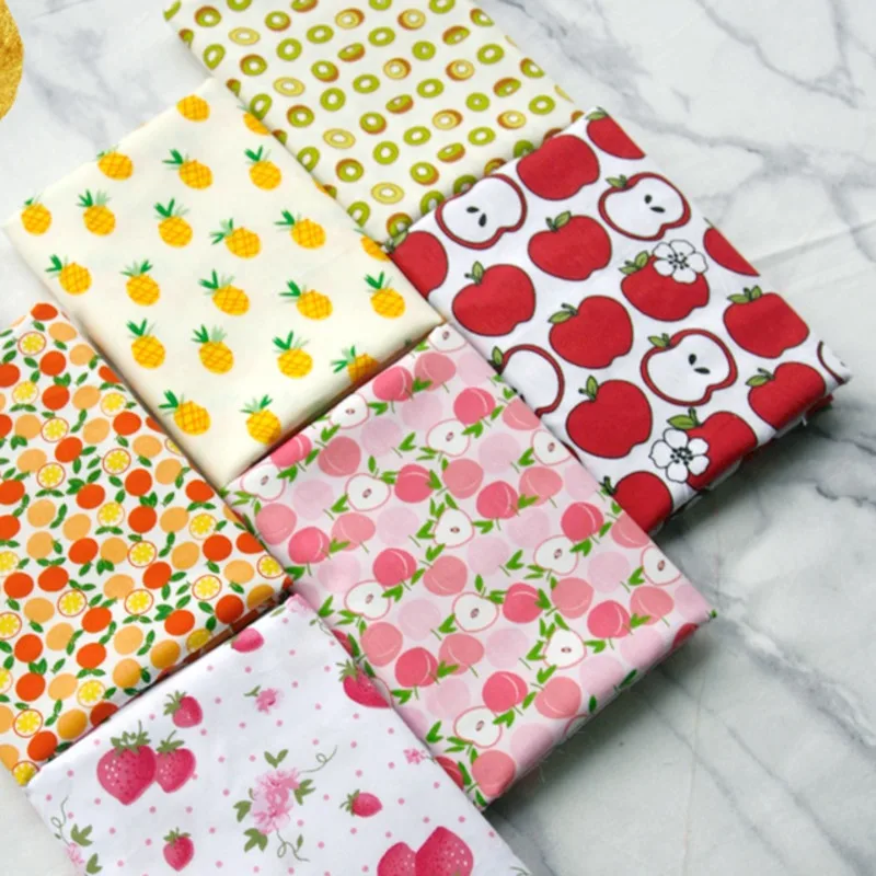Фрукты Клубника Вишня яблоко шаблон саржа хлопчатобумажная ткань свежий милый