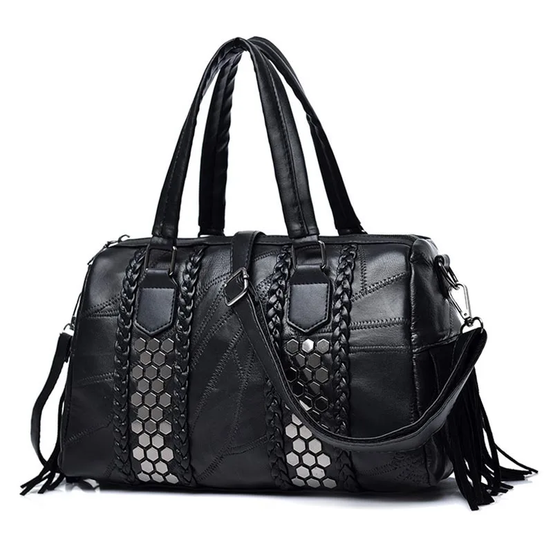 Большие женские сумки из натуральной кожи Лоскутная женская сумка на плечо