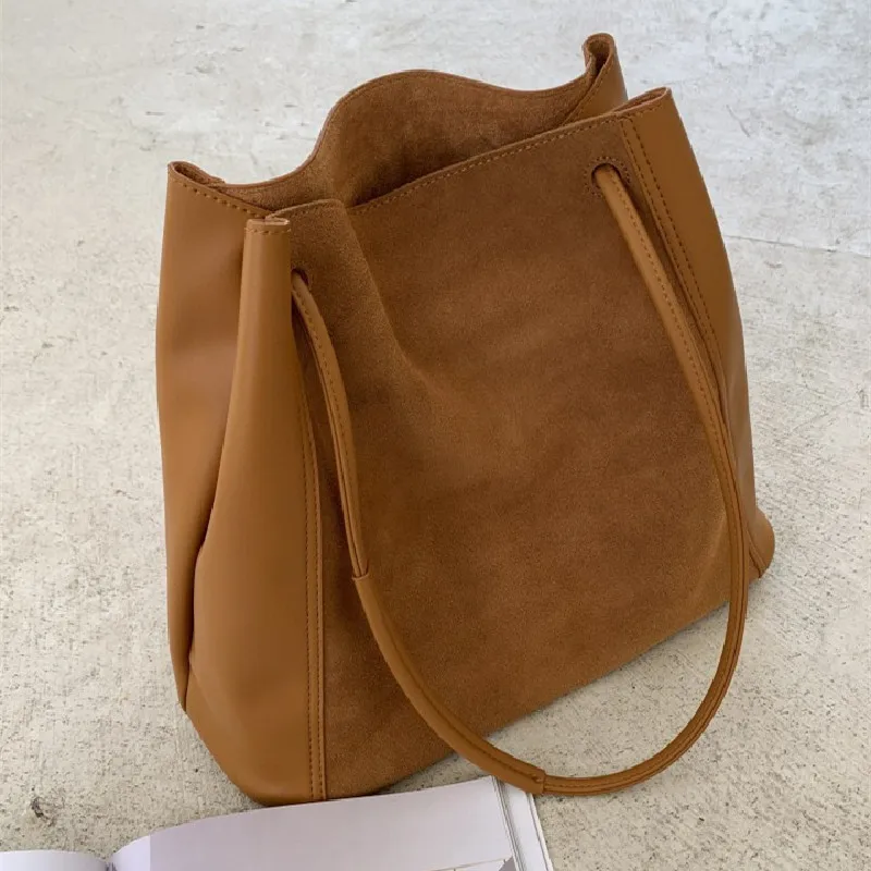 

women winter nubuck leather black brown handbag for laday fashion soft high quality daily shoulder bag