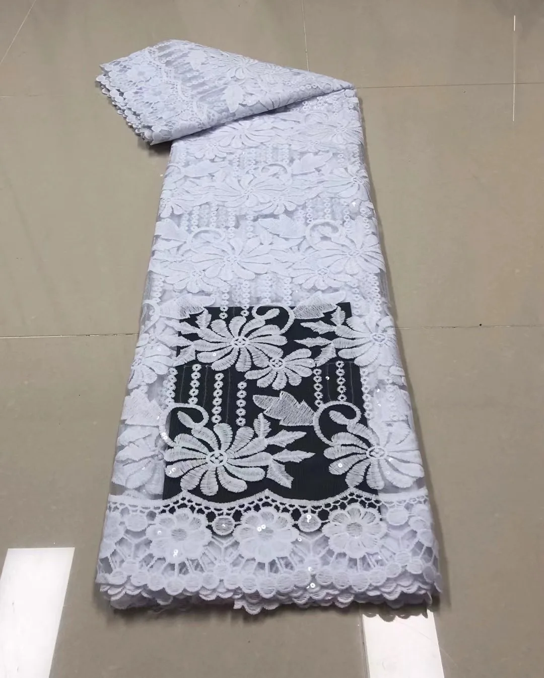 Оптовая продажа африканская Тюлевая кружевная ткань с блестками 2021 синяя