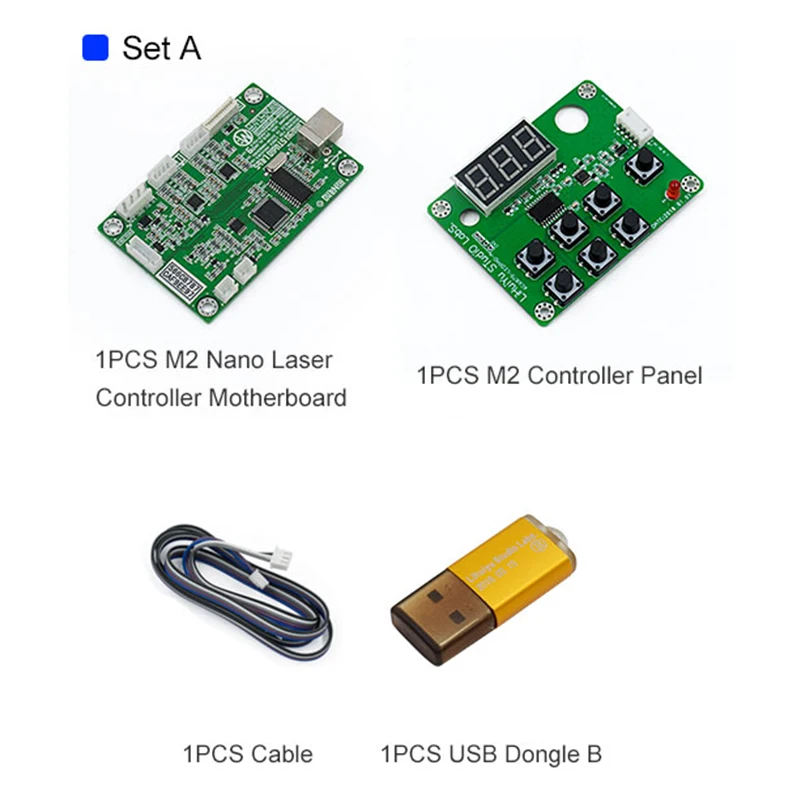 Set A LIHUIYU M2 Nano лазерный контроллер материнская основная плата+ панель управления+ ключ B DIY гравер резак системы 3020 3040 K40 машина - Цвет: Set A