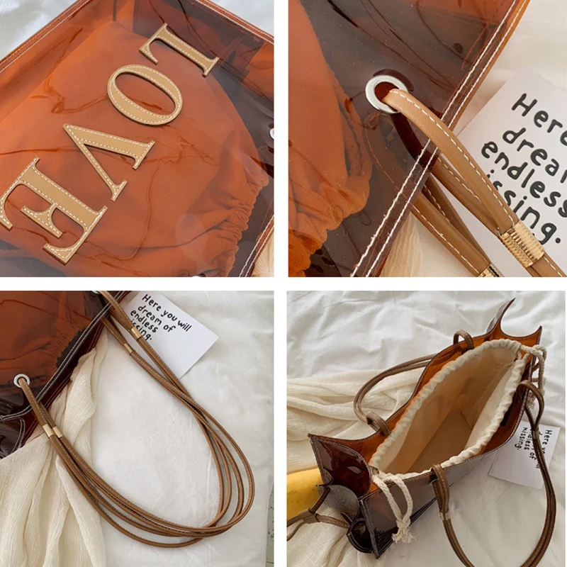 Прозрачные сумки через плечо из ПВХ для женщин летняя пляжная сумка большие