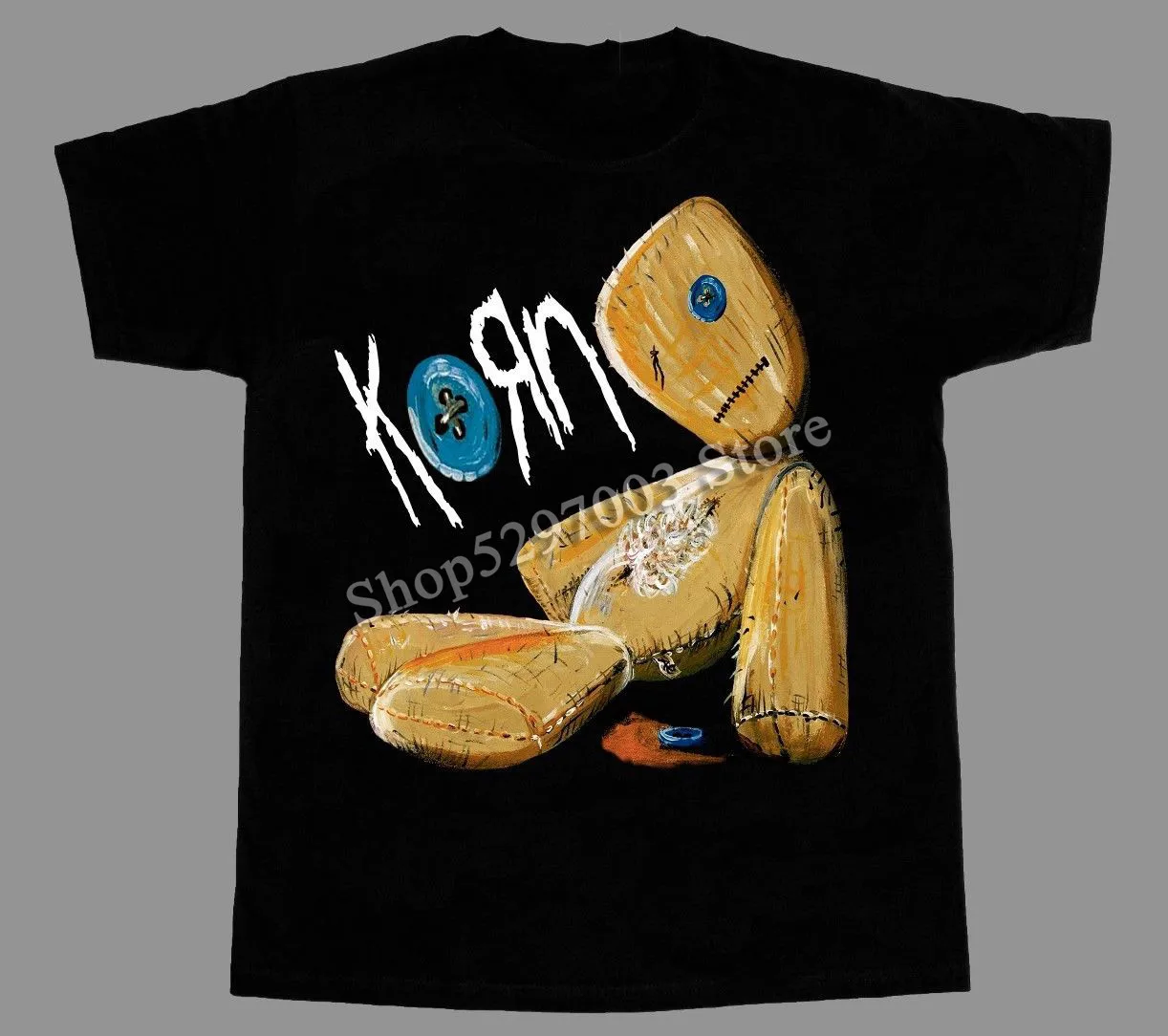 Новинка черная футболка с коротким рукавом и рок группой Korn problems бесплатная