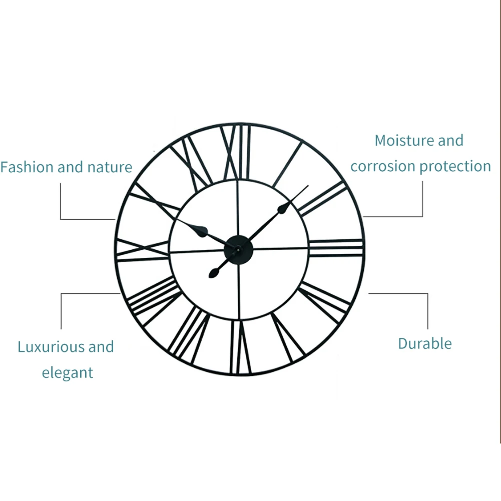 40 см Ретро Металлические римские цифры настенные часы с железным циферблатом