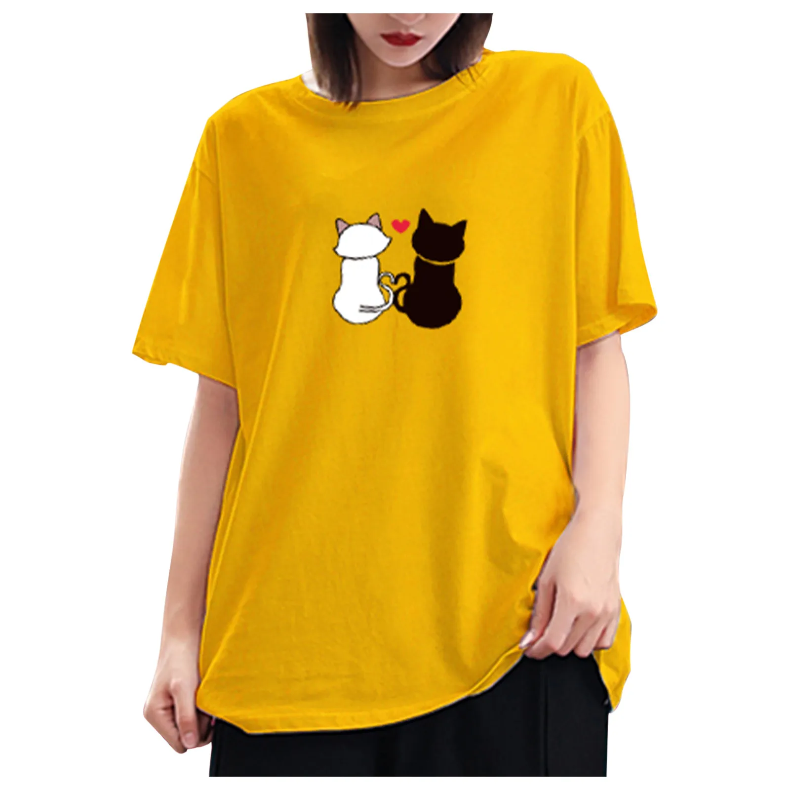 

Pattern Top Creative T-shirt Women Casual Printing Short Sleeves O-neck Loose T-shirt Blouse Summer Top Personalized Clothing#Q
