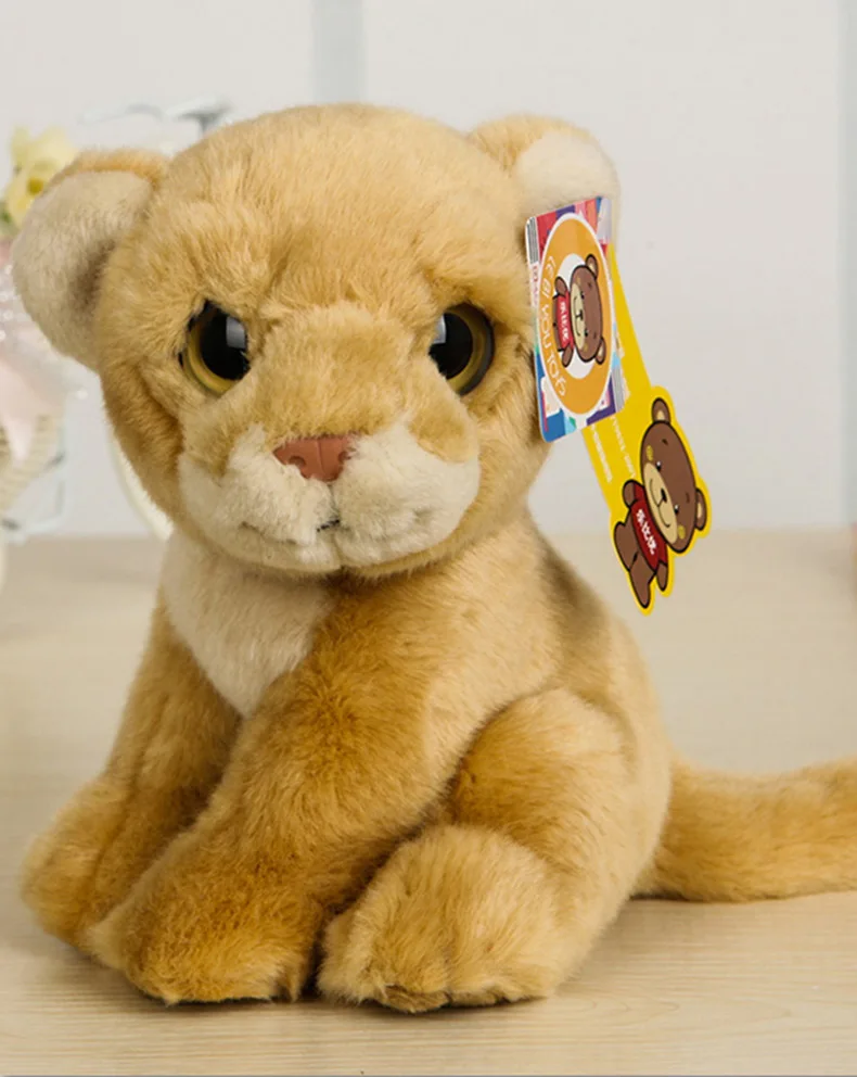 Lioness " /18 см реалистичные кошки собаки корова Шнауцер плюшевые игрушки, забавные реалистичные Реальная жизнь диких животных Ежик мягкие игрушки подарки для детей - Цвет: Lioness