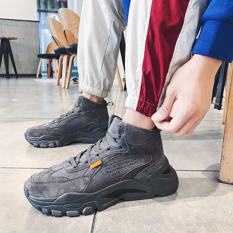 Новинка мужские кроссовки с высоким берцем прогулочная обувь на плоской подошве