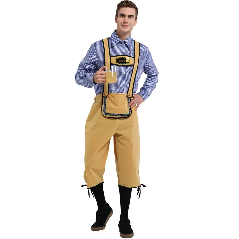 

Adult Male Cosplay Handsome Prince Costumes Festival Beer Pants Oktoberfest Costumes Men Halloween Suspenders Pant Funny Outfits