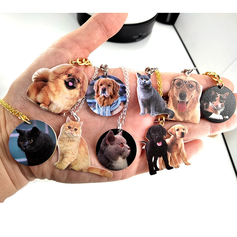 

Ожерелье с фото и именем домашнего животного на заказ, персонализированное ожерелье с фото и именем, рождественские подарки