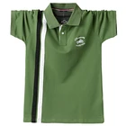 Мужская рубашка поло, летняя мужская Повседневная дышащая рубашка, плюс размер 5XL 6XL, полосатая рубашка поло с коротким рукавом, чистый хлопок, модная мужская одежда