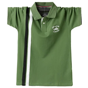 Мужская рубашка поло, летняя мужская Повседневная дышащая рубашка, плюс размер 5XL 6XL, полосатая рубашка поло с коротким рукавом, чистый хлопок, модная мужская одежда