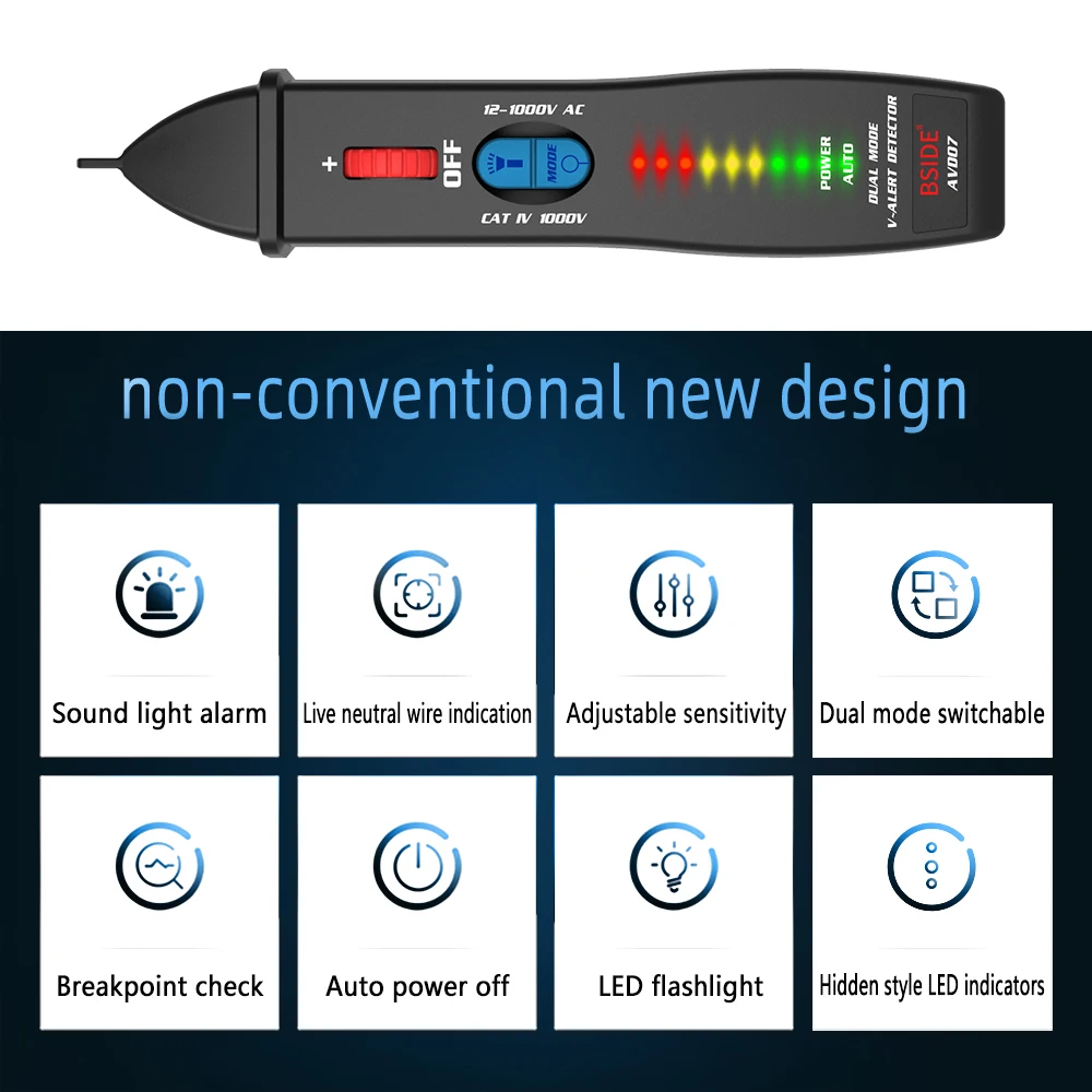 BSIDE AVD07 Dual Mode Test Pen Live Voltage Detector Pencil 12V~1000V AC Detection Non-contact Tester | Инструменты