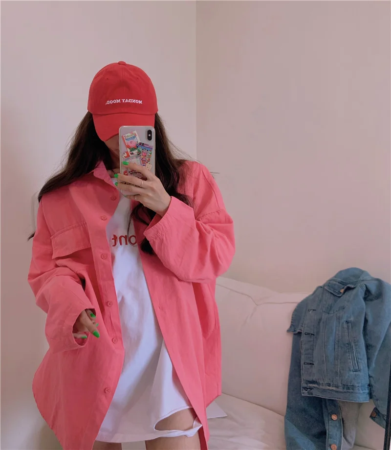 

Chiffon Slim Women's Blouses New Casual Blouse Fashion Long Sleeve Top Solid Color Pocket Buttons Shirt Spring/autumn Houthion