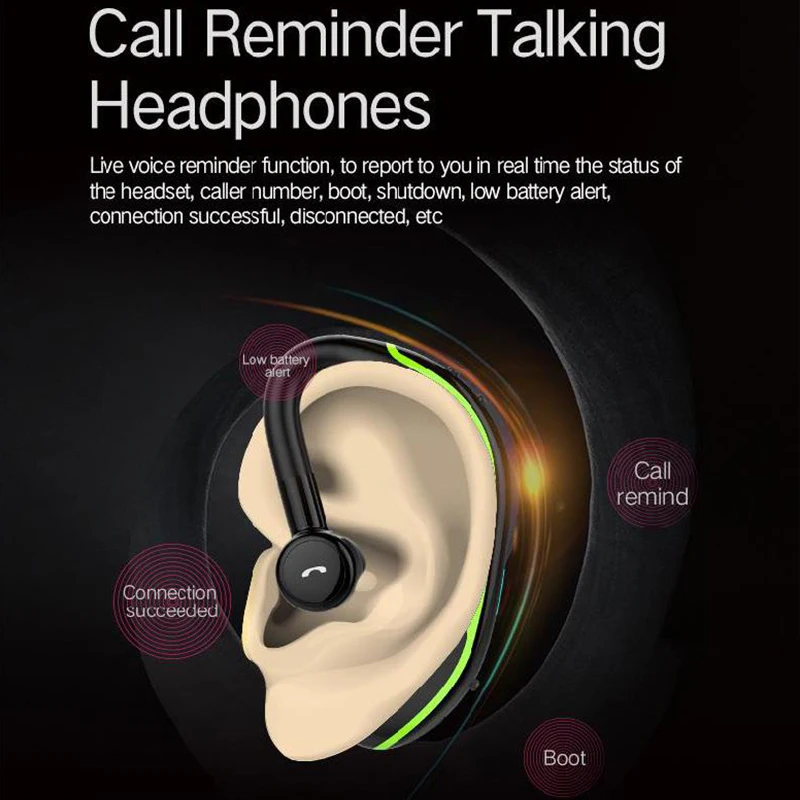 Беспроводные Bluetooth наушники одиночные для разговора шумоподавление гарнитура