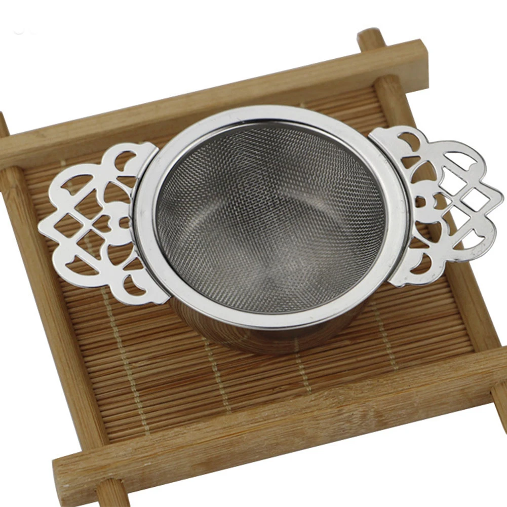 

New Design Stainless Steel Tea Strainer With Drip Bowl Easy Clean Loose Leaf Traditional Hanging Herbal Double Ear Infuser Filte