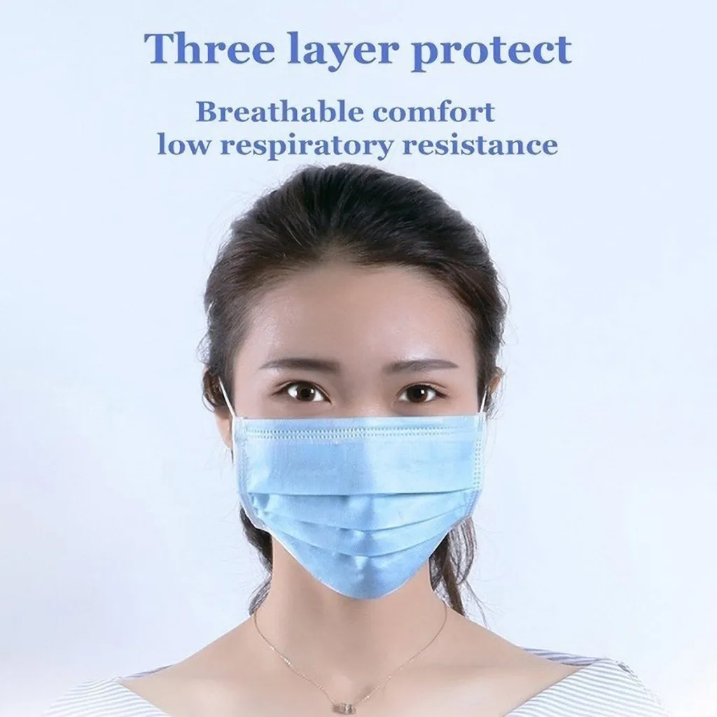 50pcs Mask Protection Mouth Cover Nonwove 3 Layer Ply Filter Disposable Masks mouth Face Protective Breathable#y30 | Красота и