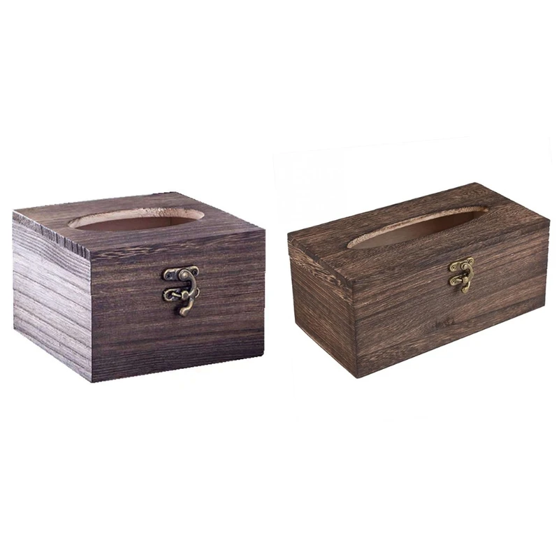 

Wood Tissue Box Napkin Cover Home Hotel Pub Cafe Car Paper Holder Case XX9B