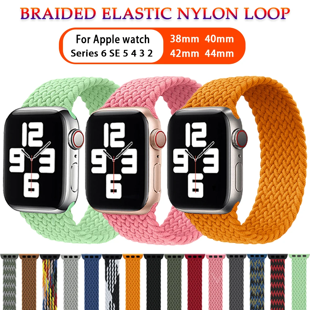 

Braided Nylon Elastic Solo Loop For Apple Watch SE 6 Strap 44mm 40mm watchband for IWatch Serie 5 4 3 Belt Bracelet 38mm 42mm