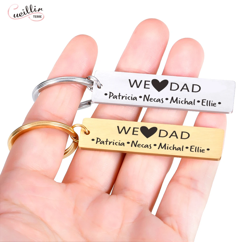 

Fathers Day Gift Personalized Name Keychain We Love Dad Keyring Birthday Present for Father From Daughter Son Keychain for Daddy