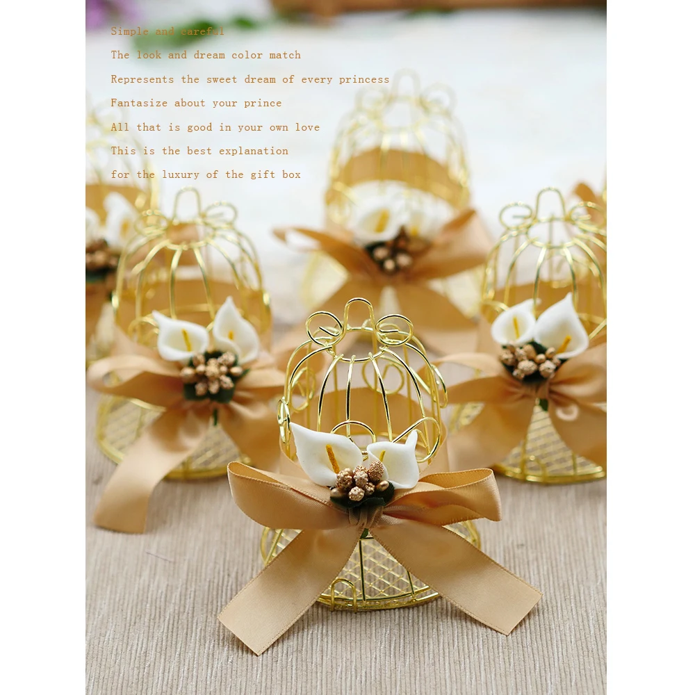 

30pcs Wedding Candy Box Tinplate birdcage bell gift bags with Handles Chocolate favor packaging box Christmas Party Supplies