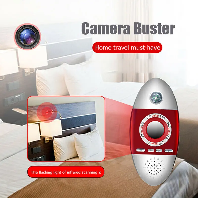 portable k200 infrared anti spy detector mini hidden camera lens finder with compass anti theft vibration alarm travel security free global shipping